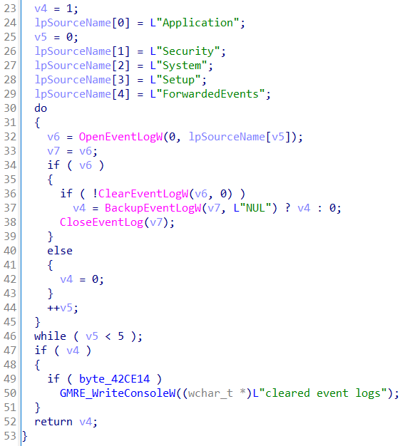 Remove event logs