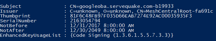 MeshCentral Certificate